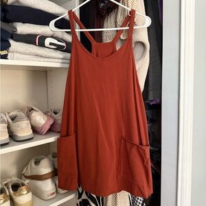 Rust Orange Sleeveless Top with Pockets
